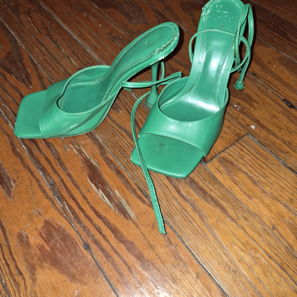 Zara Vibrant Green Heeled Sandals